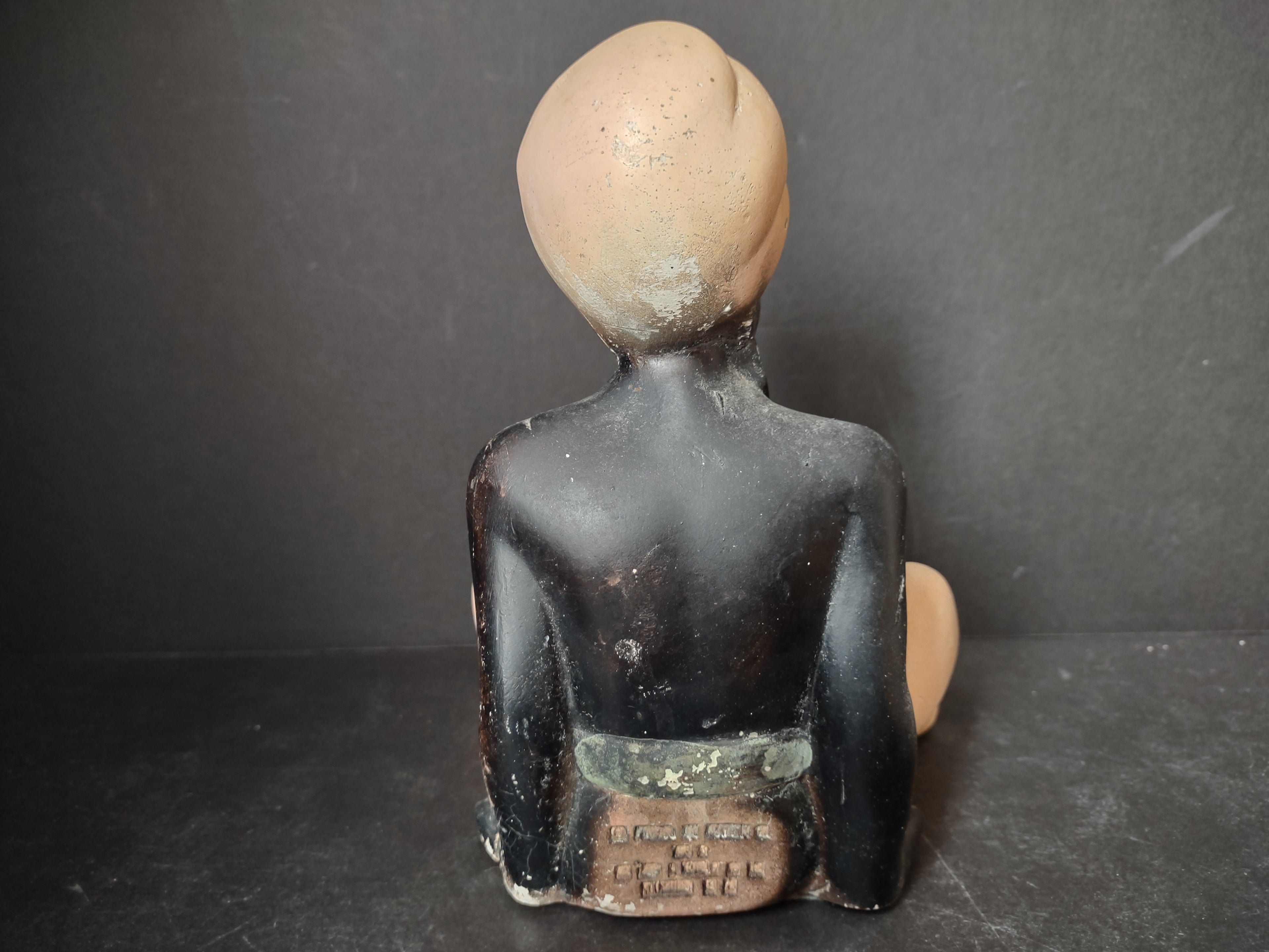 Vintage Nubian Blakamoor Ashtray MCM Chalkware Figurine IMPERFECT (lot 2651j)