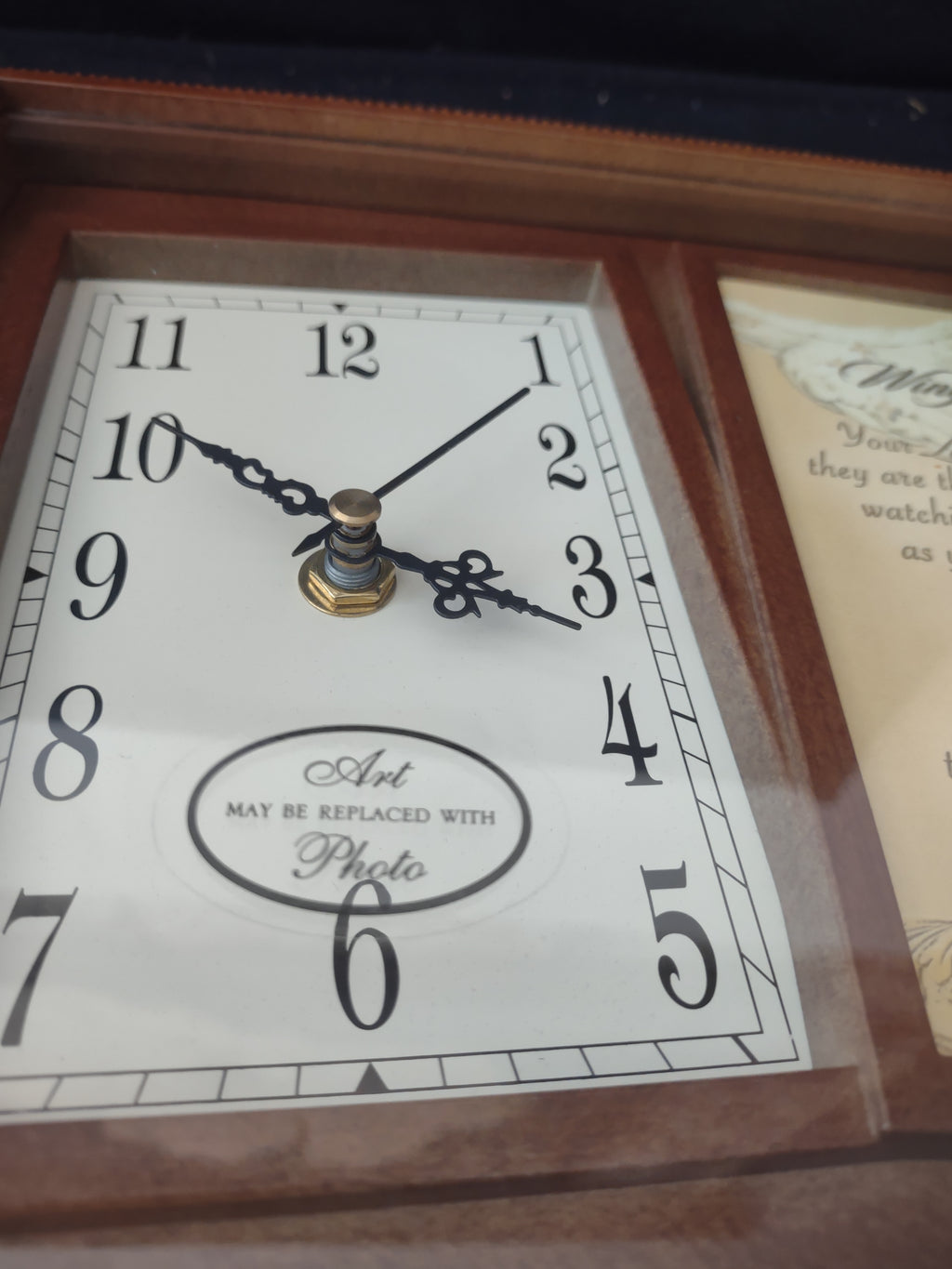 Shadow Box Wooden Picture Frame Clock Replaceable Picture (Lot 3465)