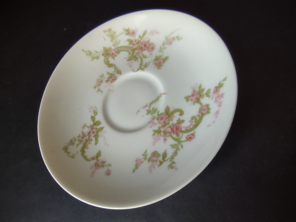 Haviland Limoges Saucer ONLY Pink Rose Green Ribbon (lot 894)