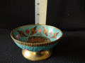 Vintage Metal Enameled Small Footed Bowl Peacock IMPERFECT (lot 5281)