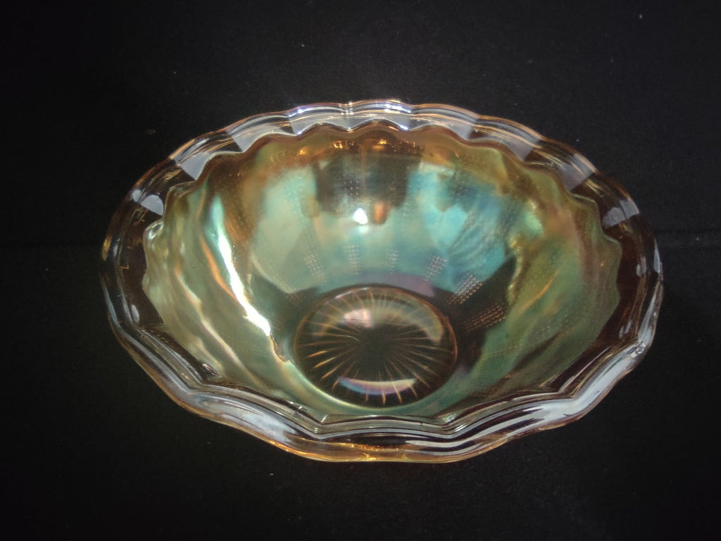 Vintage Collectible Carnival Glass Orange Amber Marigold Bowl 7-3/4" (lot 139)