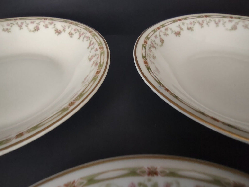 Haviland Limoges Schleiger 346 Red Rose 3 x Coupe Soup Plate 7-1/2" (lot 544)