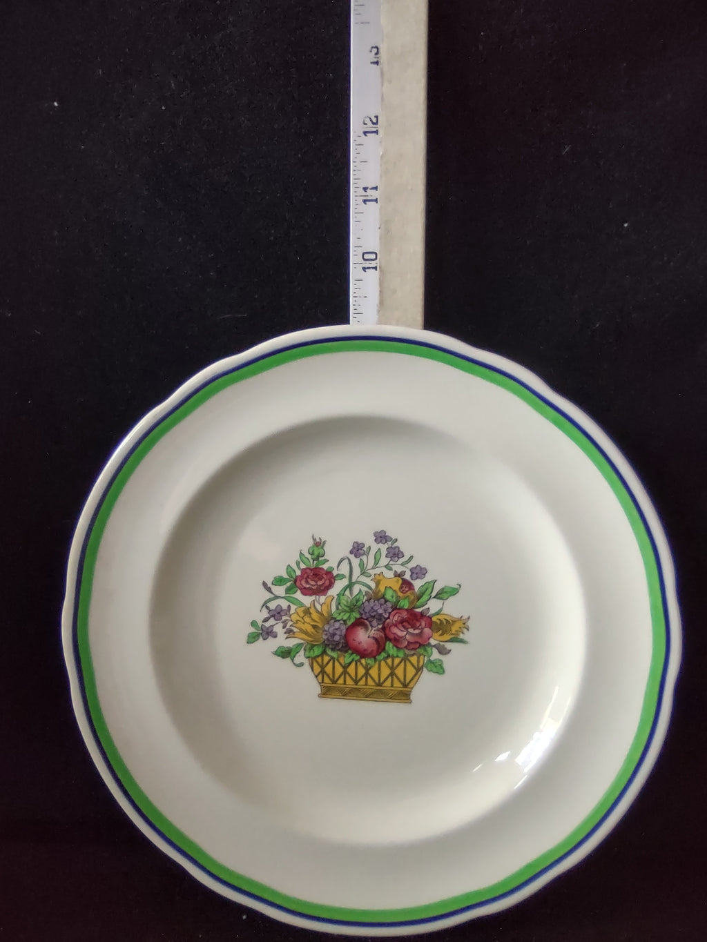 Vintage Copeland Late Spode Dinner Plate Flower Basket Ironstone x 2 (Lot 5808)