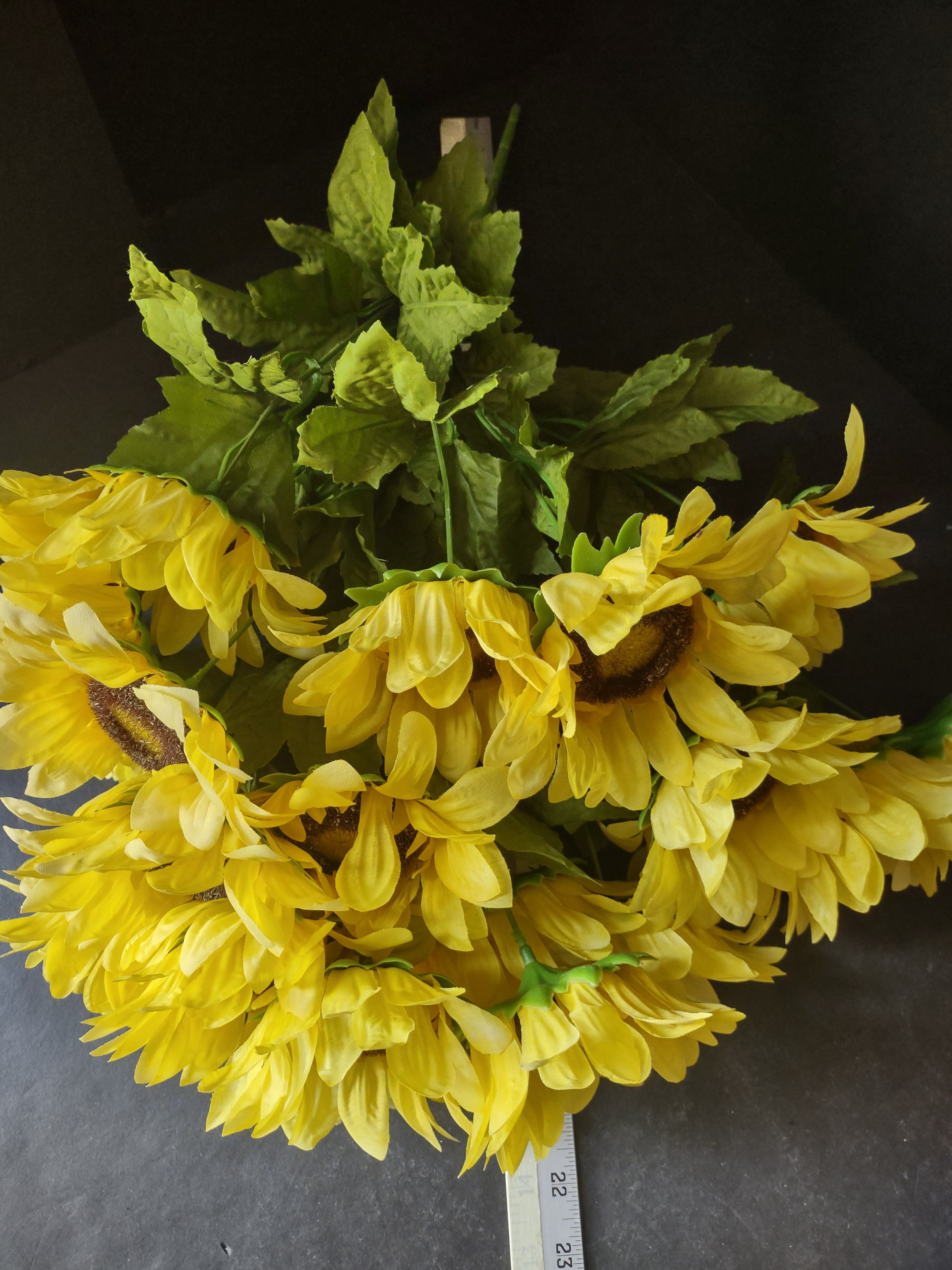 Halloween Thanksgiving Fall Artificial Sunflower 22" Twig x 3 (lot 3110)