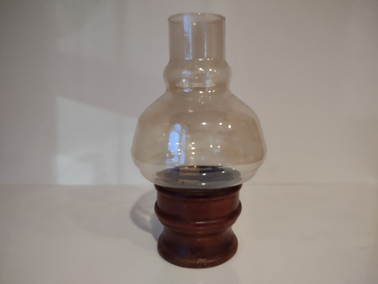 Vintage Hurricane Hollowick Liquid Candle Lamp Windsor Base Clear Hooded Globe