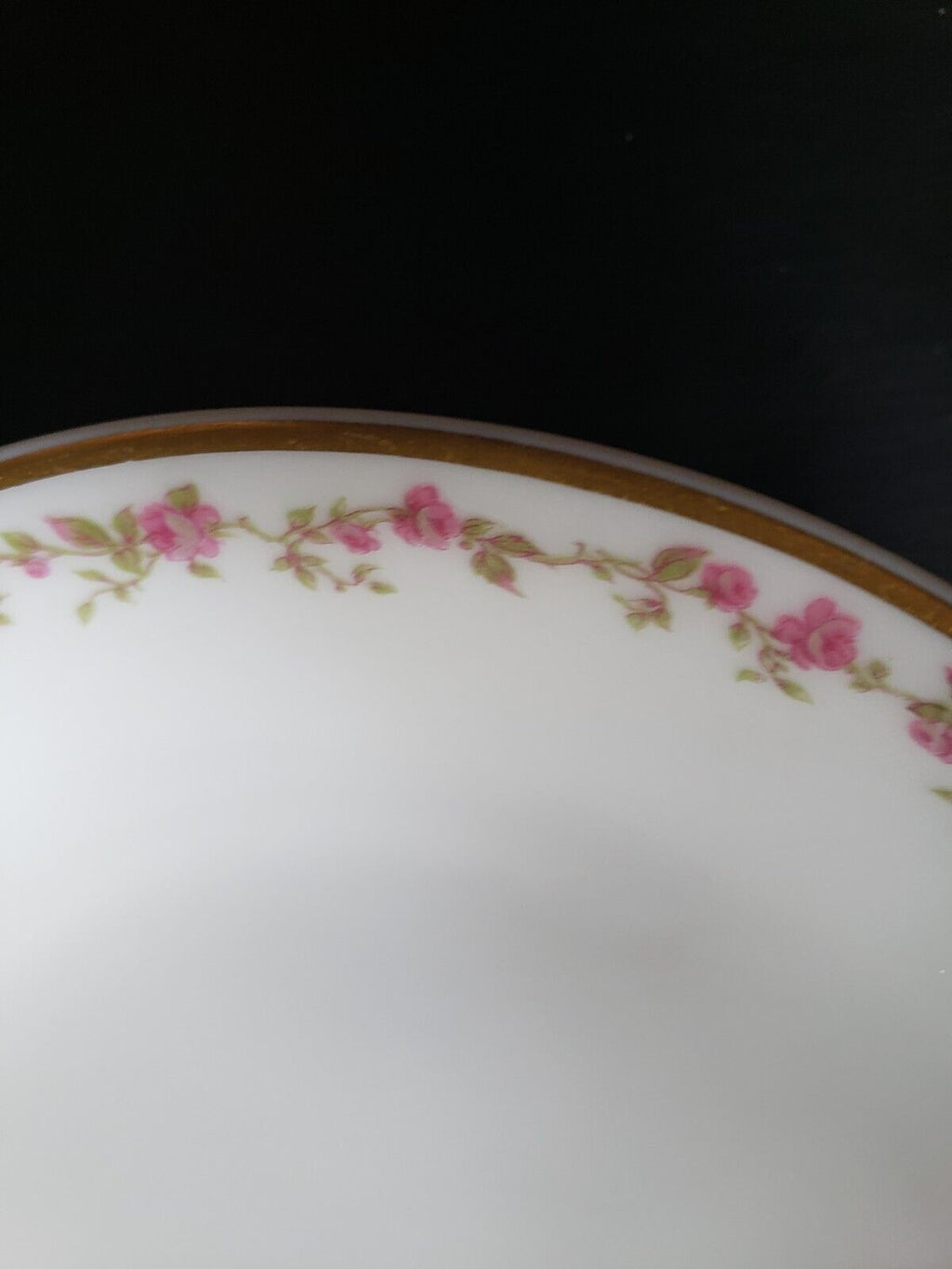 Haviland Limoges France 5-1/2" Bowl Gold Trim Pink Rose Garland (lot 570)