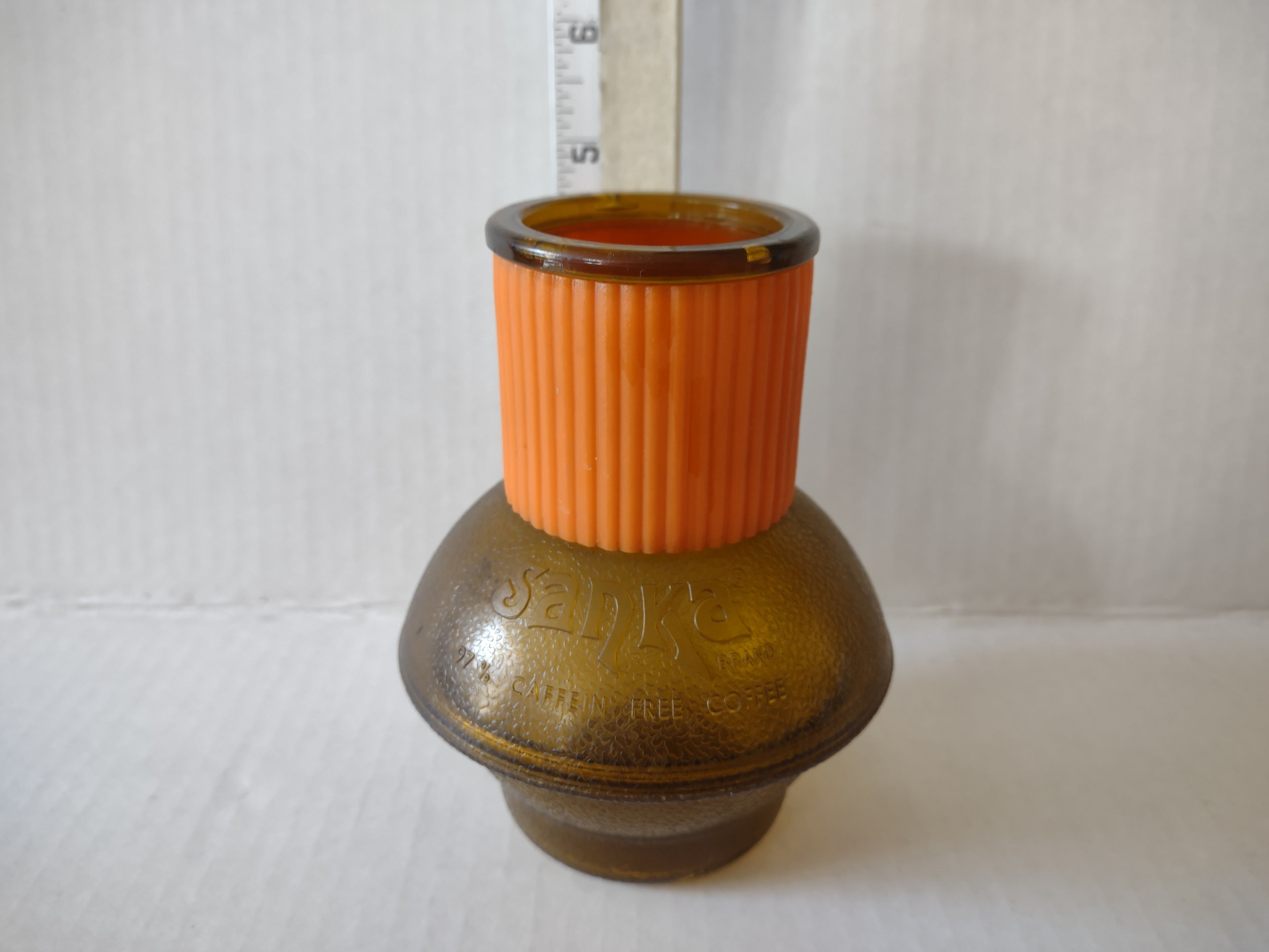 Vintage Hottle Carafe Plastic Sanka NO Lid Orange (lot 5256)