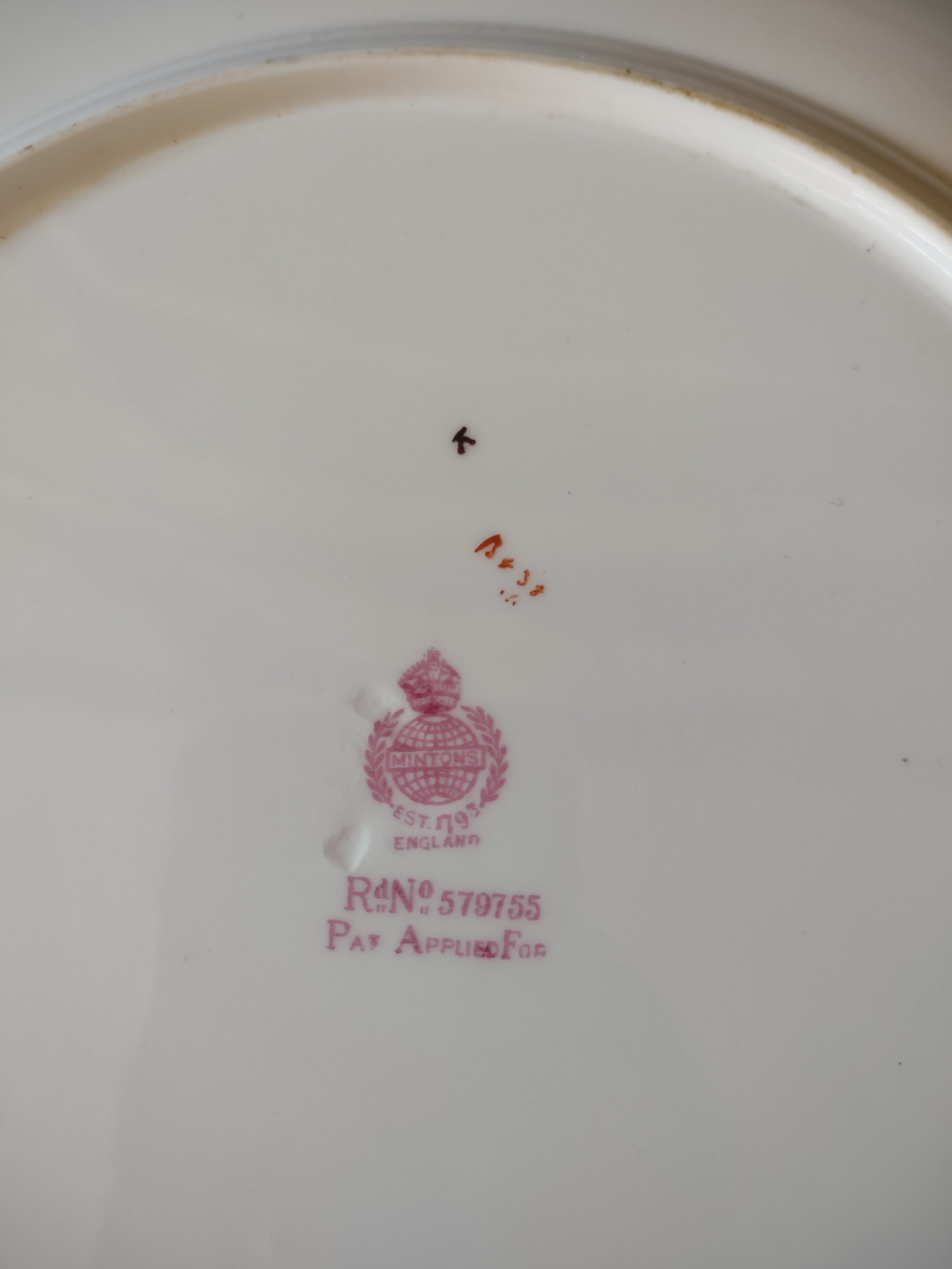 Vintage Minton Persian Rose Dinner Plate Bone China Pink Rose Blue Trim (Lot5466
