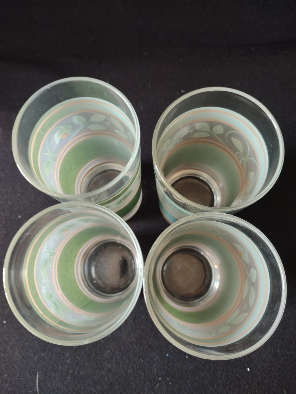 Vintage Pfaltzgraff French Quarter Glass Tumblers Pink Green Set Of 4 (Lot 5095