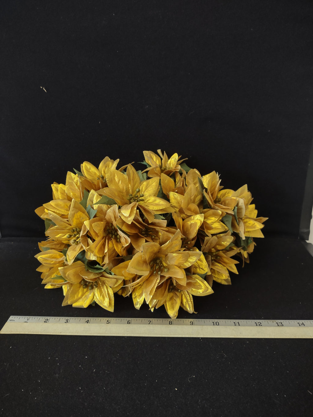 Vintage Golden Silk Poinsettia 4" Stems 40 Twigs (Lot 3913)