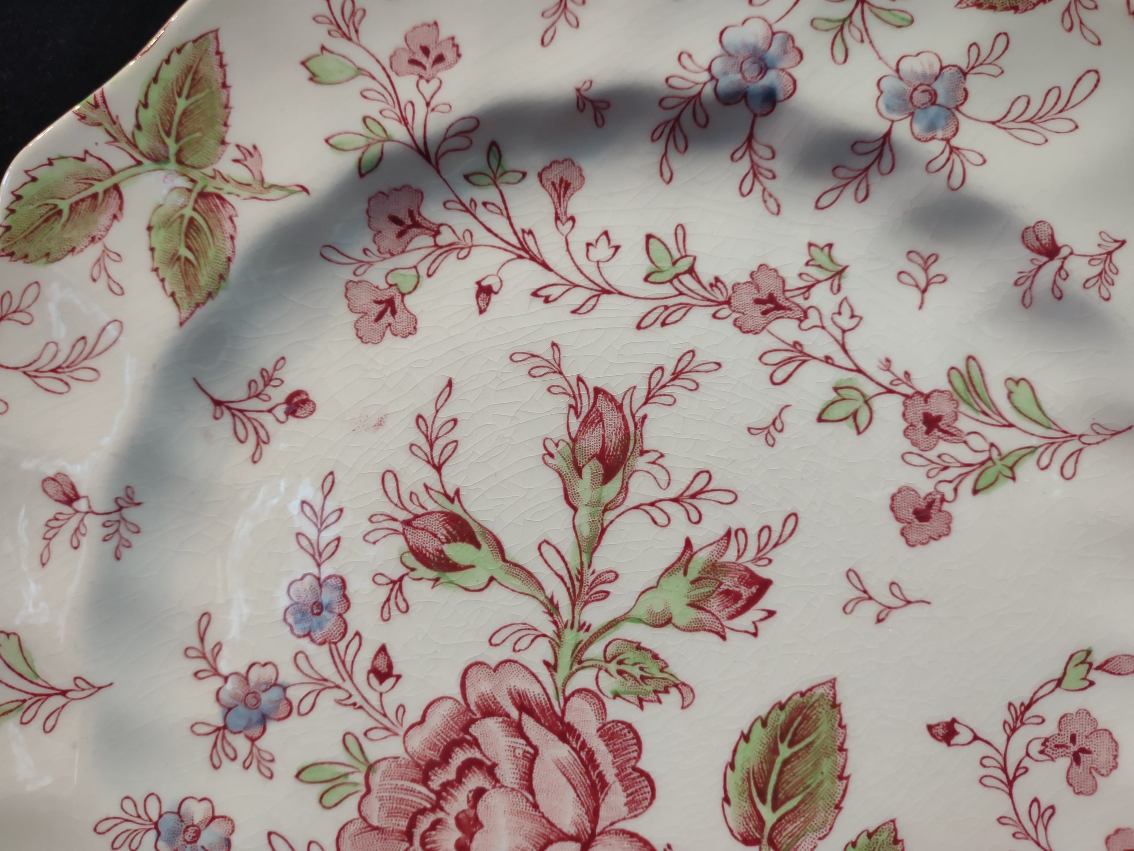 Vintage Dessert Plate x 2 Rose Chintz Johnson Bros Red Stamp (lot 5691)