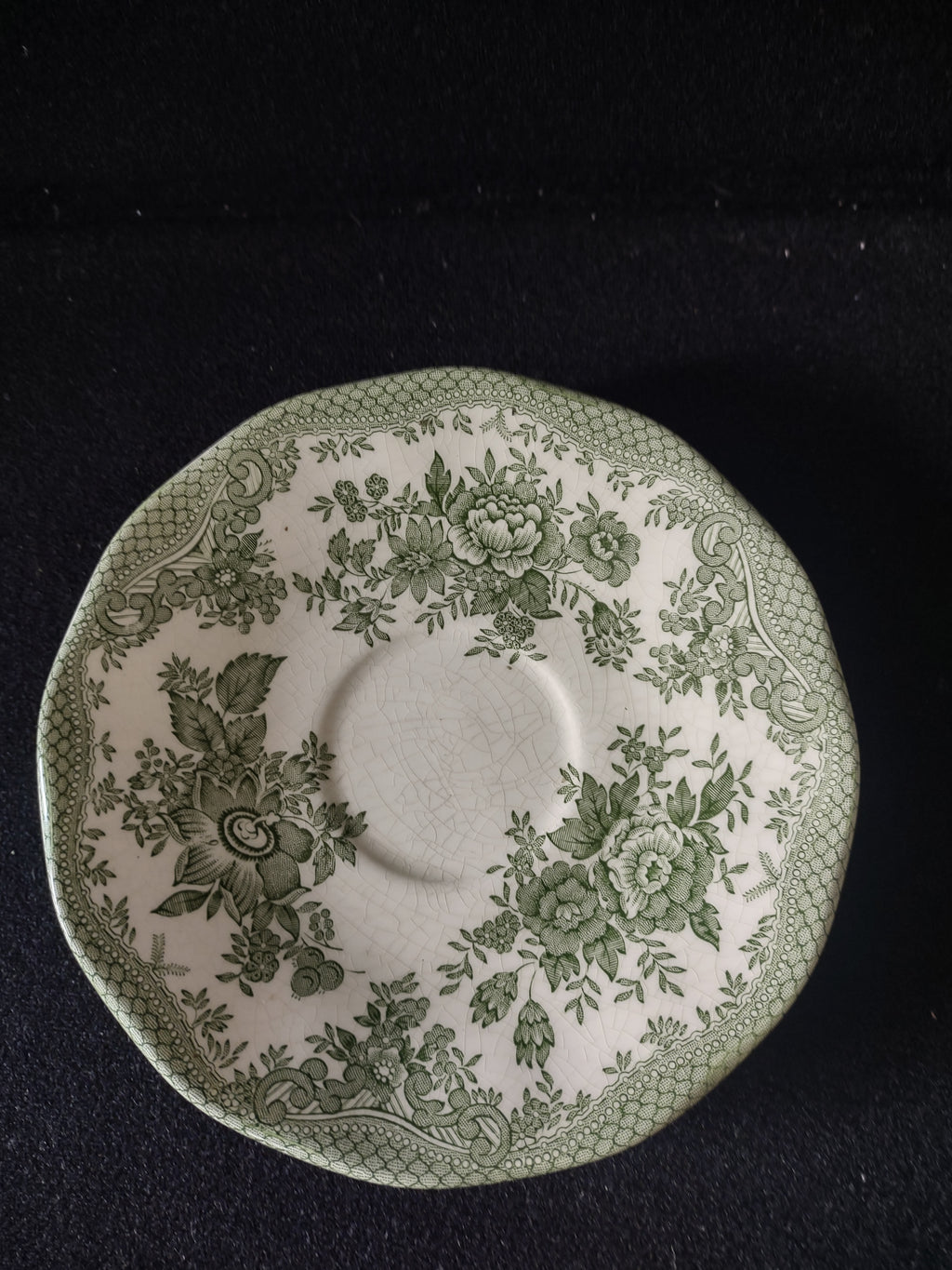 Vintage Enoch Wedgwood Tunstall Saucer Kent Green White (Lot 5662)