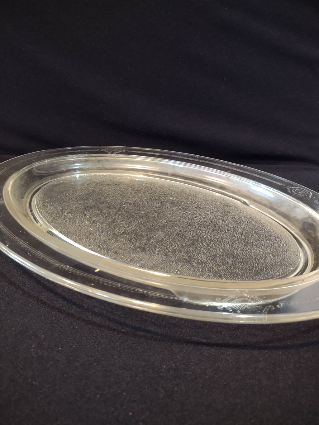 Vintage Glasbake Oval Serving Tray Clear Glass 15"x11" (lot 3244)