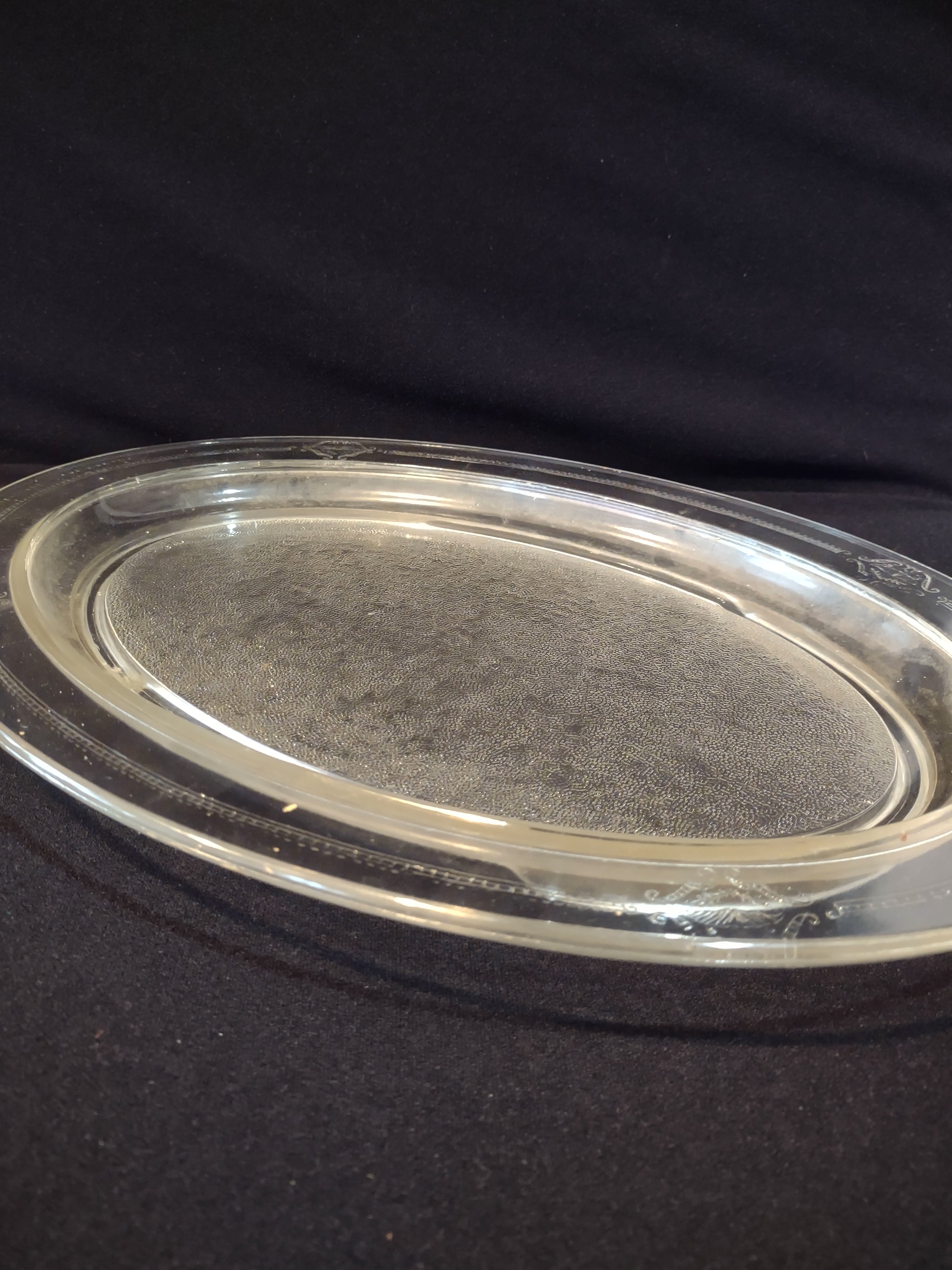 Vintage Glasbake Oval Serving Tray Clear Glass 15"x11" (lot 3244)