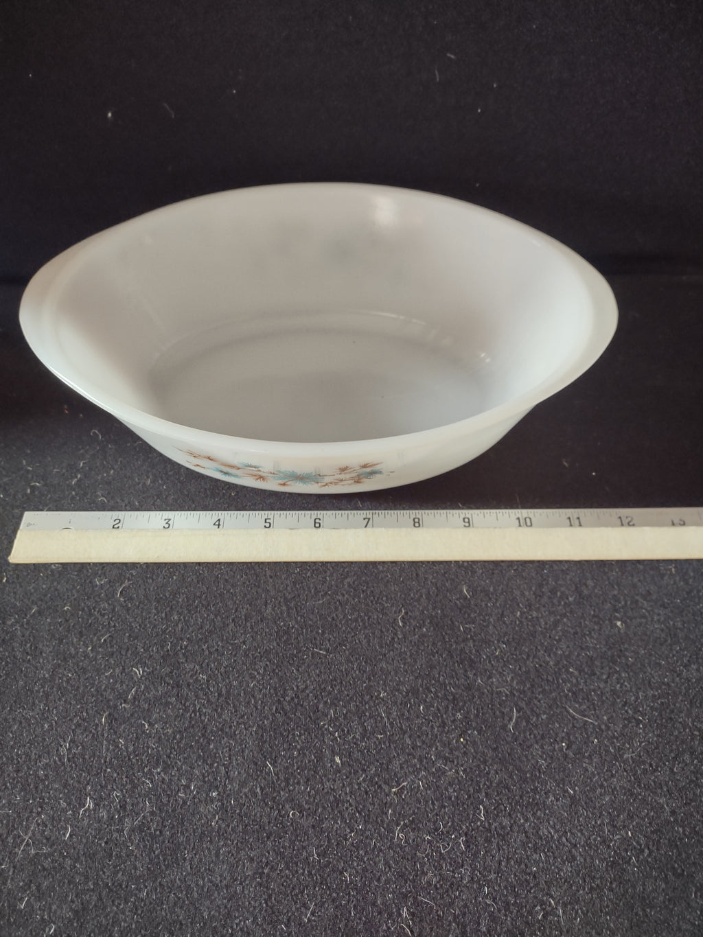 Vintage Glasbake Casserole Frost Pine Turquoise Brown IMPERFECT (Lot 5200)