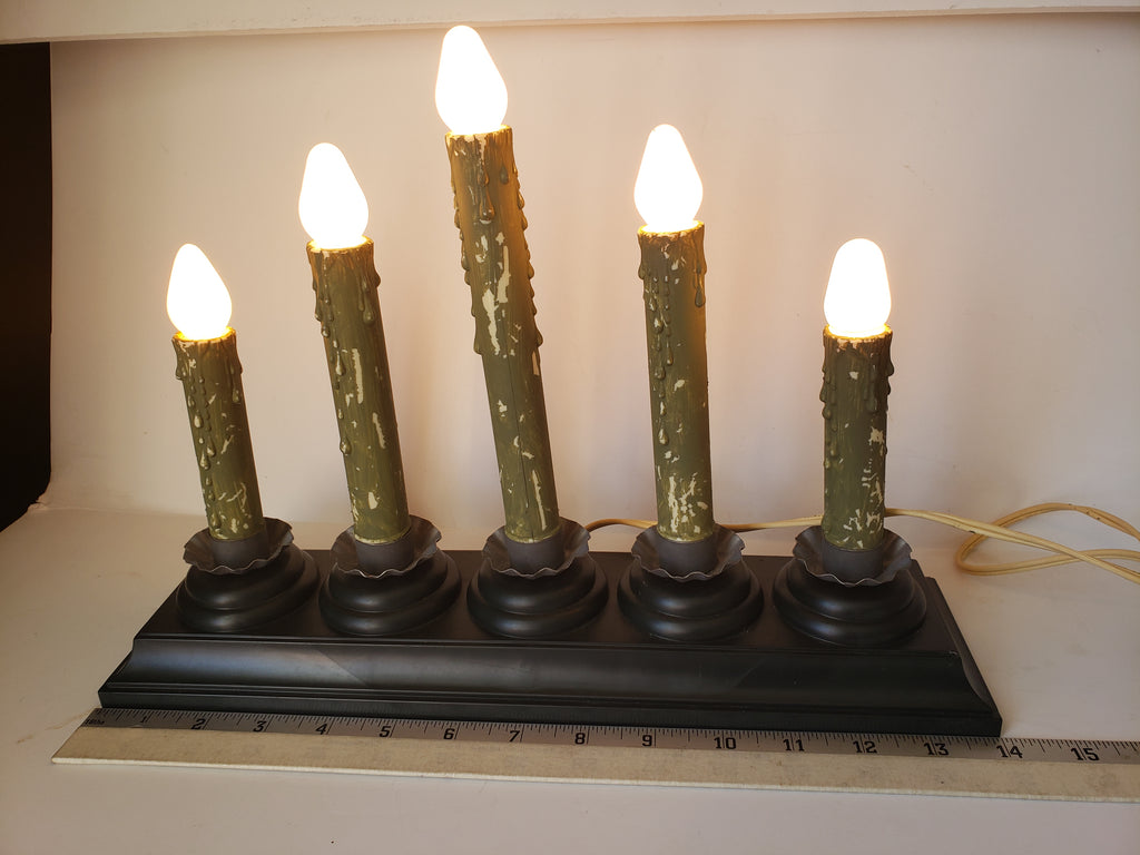 Christmas Window 5 Candle Drip White Lights Candelabra Candolier (lot 2307)
