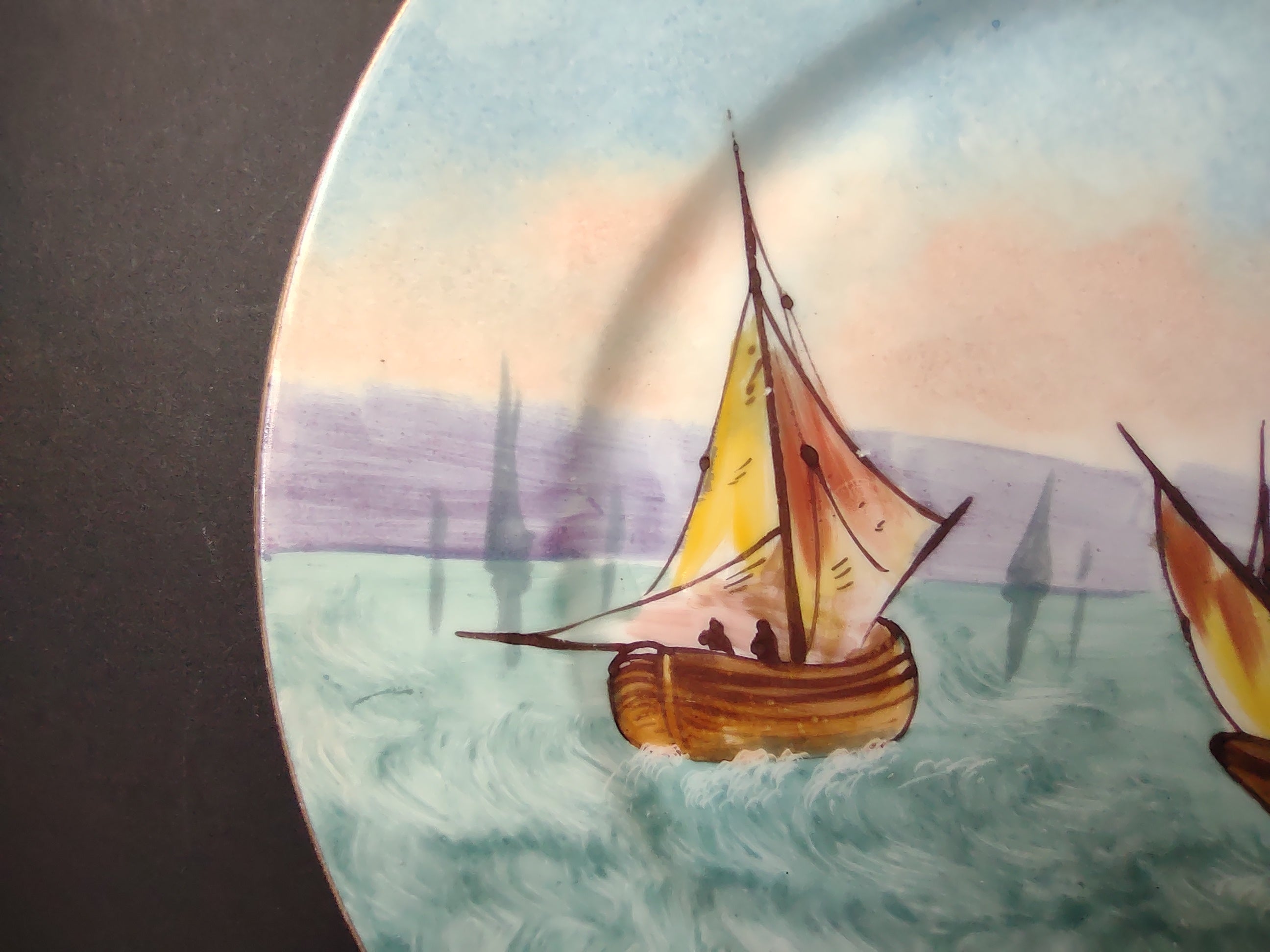 Limoges France Cabinet Plate Boats Design 10-1/4" (lot 1115)