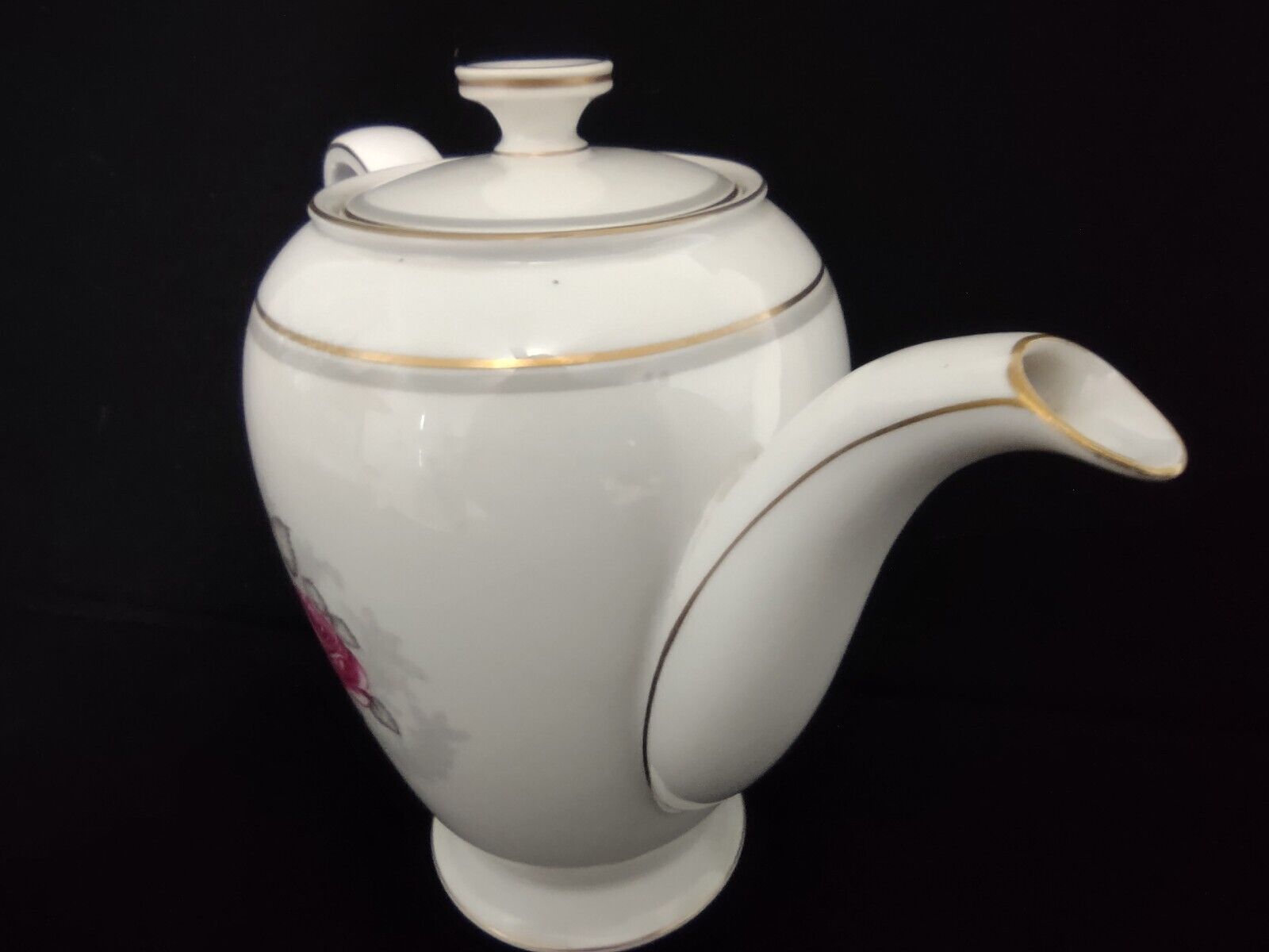 Vintage Collectable Gray Dawn Rosenthale Coffee Pot Floral Pink Rose (lot 239)