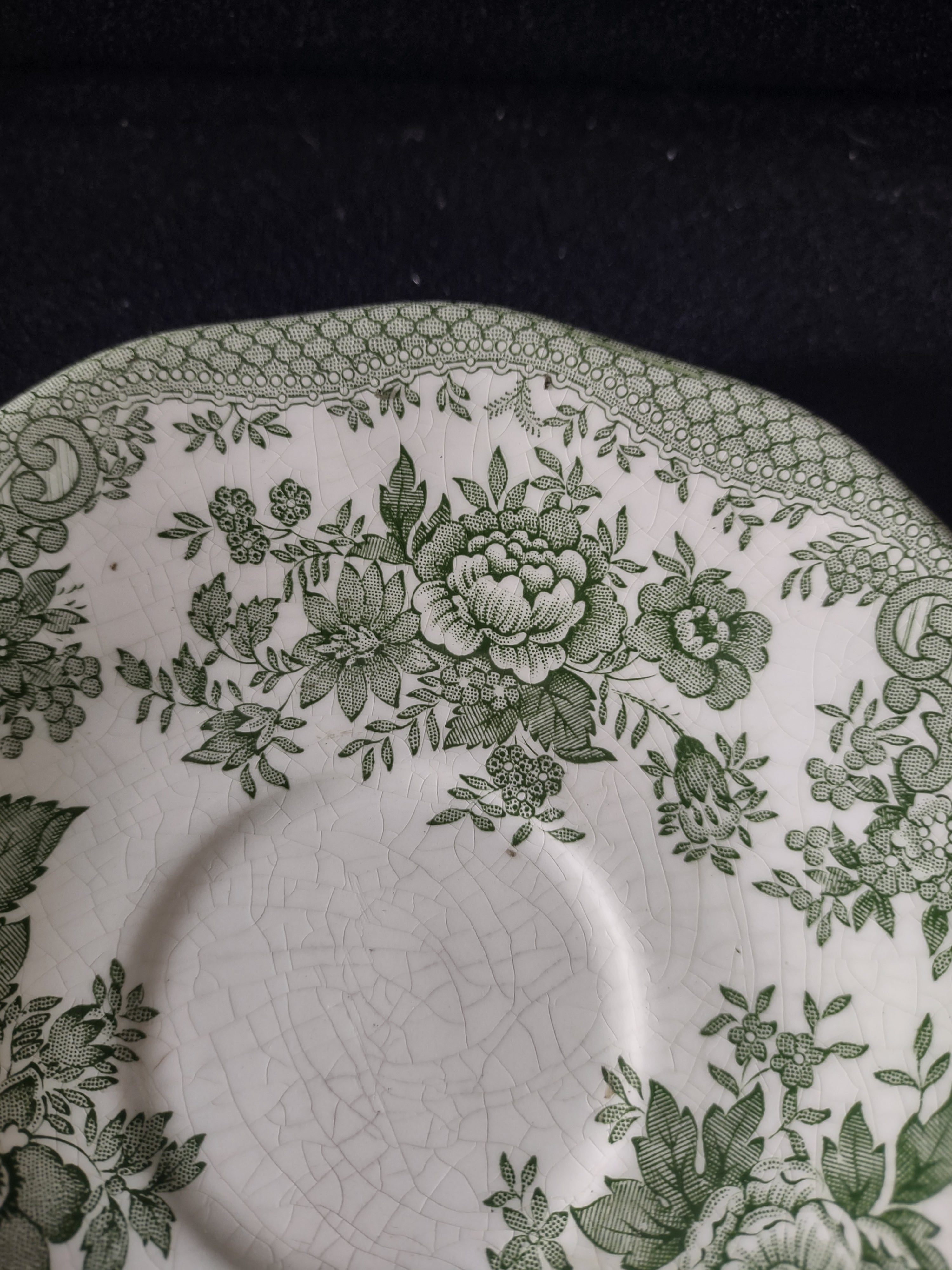 Vintage Enoch Wedgwood Tunstall Saucer Kent Green White (Lot 5662)