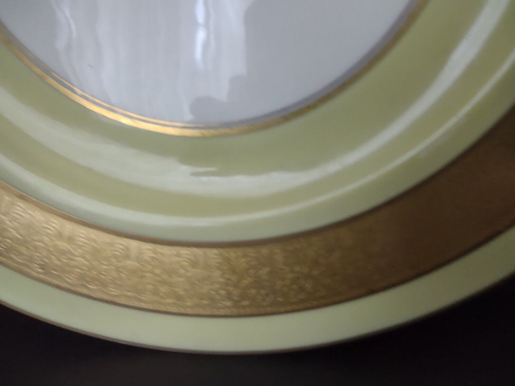 Haviland USA Heavy Ornate Gold Trim Yellow Dinner Charger Plate 10-7/8" (lot 721