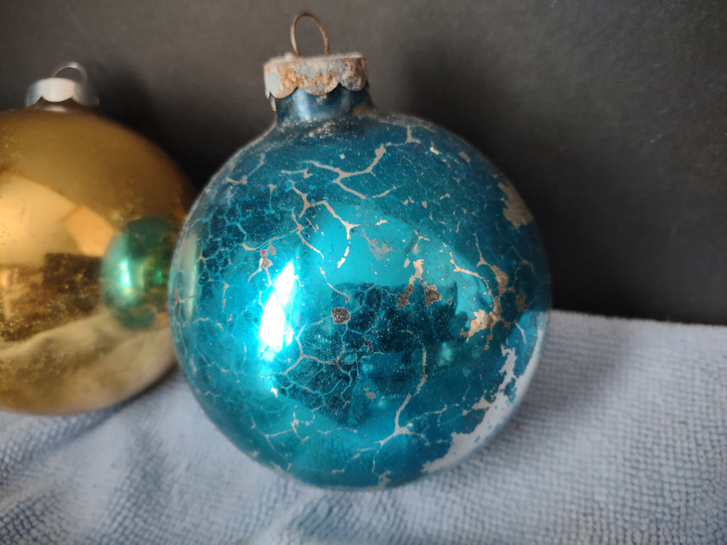 Vintage Christmas Ornament Bulb x 3 Shiny Brite 3" IMERFECT (lot 3448)