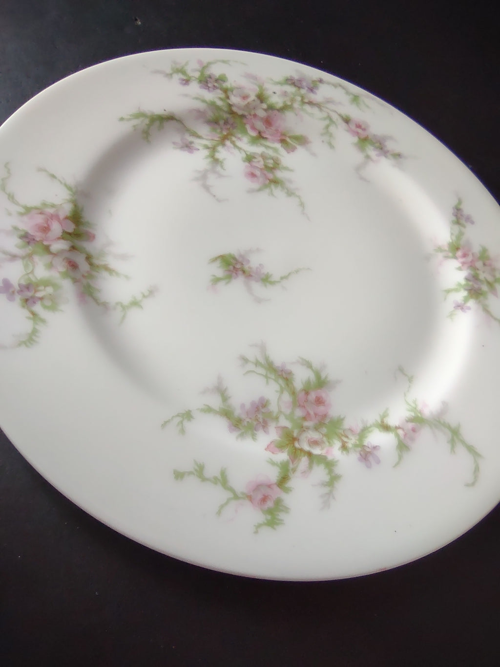 Haviland Limoges Dessert/Salad Plate Pink White Cabbage Rose Moss (lot 904)