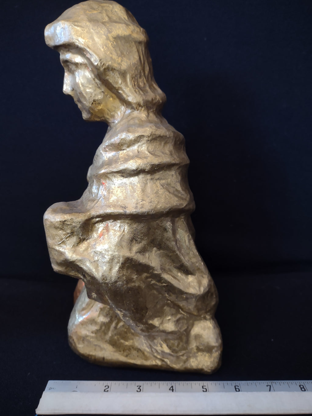 Vintage Christmas Paper Mache Gold Kneeling Wise Man (Lot 4817)