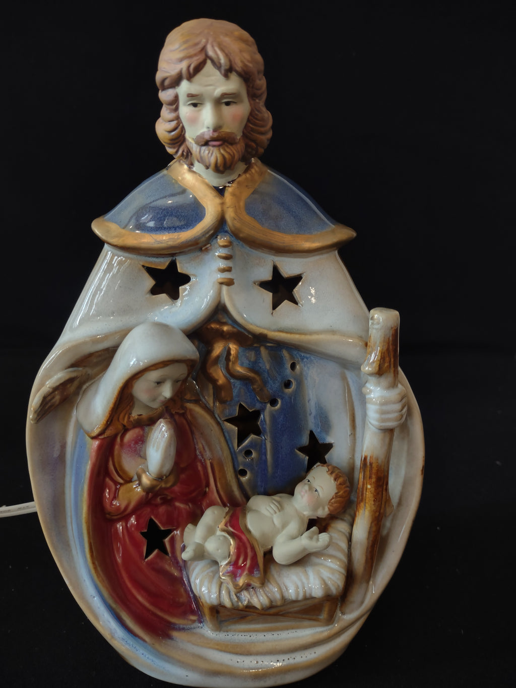Vintage Lighted Ceramic Joseph Mary Jesus Nativity Christmas (Lot 3615)