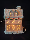 Vintage Thrift Drug Winter Wonderland Village Porcelain Light Up House (Lot 3597