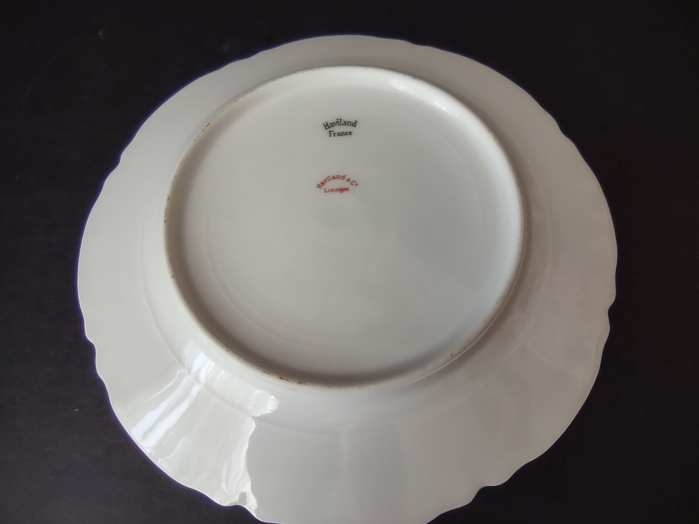 Haviland Limoges Dessert Plate White Scalloped Edge Rose Blue Ribbon (lot 854)