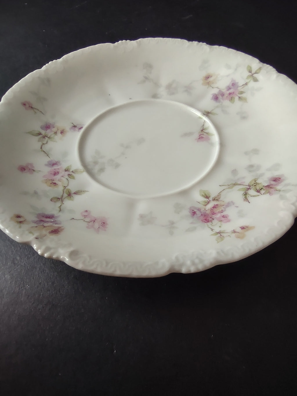 Haviland Limoges Saucer ONLY Pink Purple Yellow Rose (lot 838)