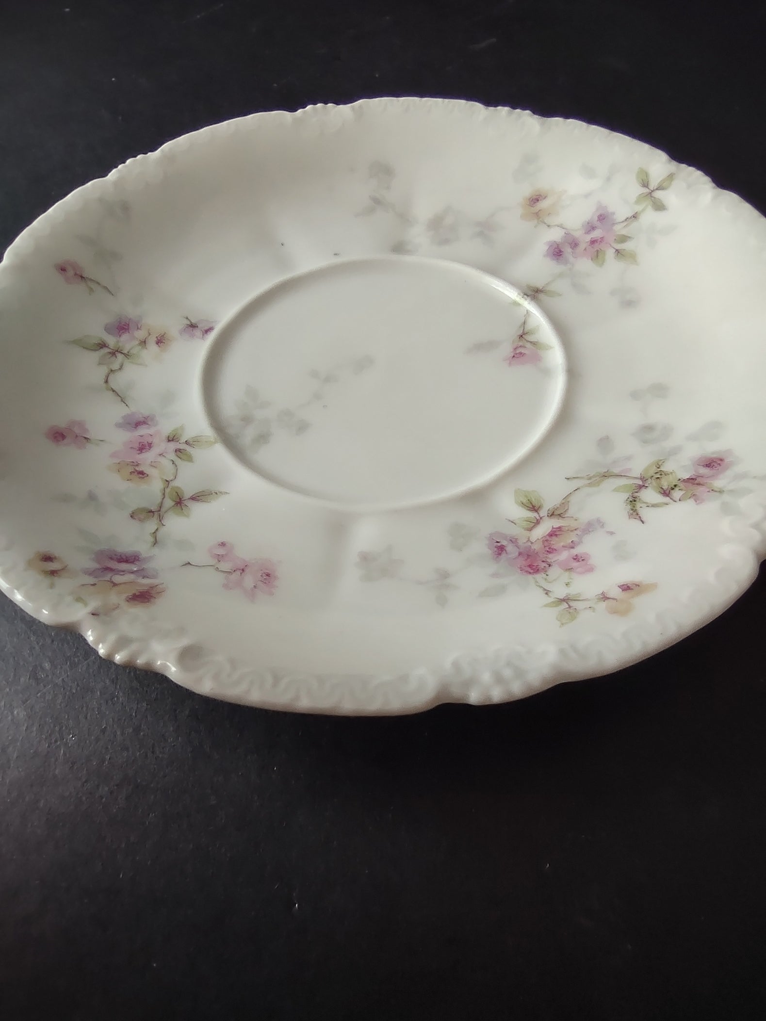 Haviland Limoges Saucer ONLY Pink Purple Yellow Rose (lot 838)