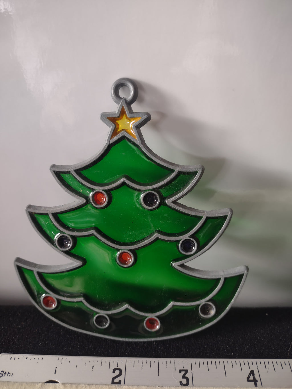 Vintage Christmas Tree Santa Wreath Bell Stained Glass Ornaments (Lot 4625)