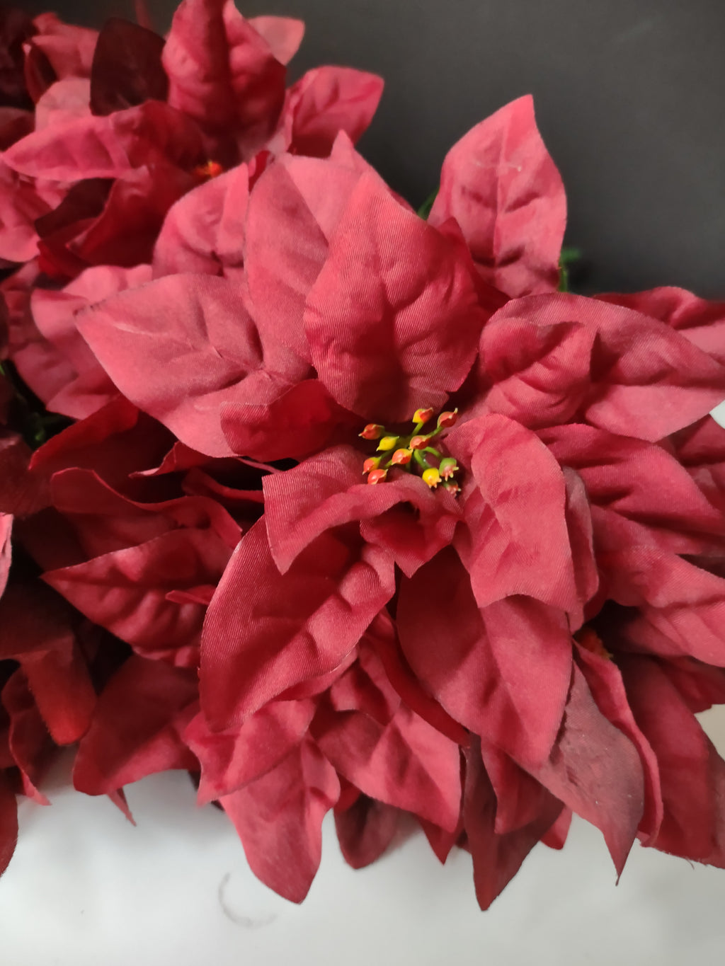 Christmas Lot Artificial Flower Poinsettia Red 12 stems 17" Long (lot 3344)