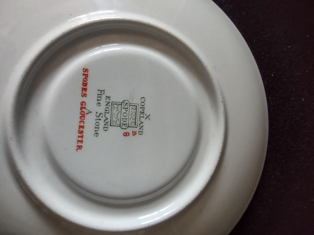 Vintage Spode Teacup Saucer Gloucester Red Fine Stone Countryside (Lot 5793)