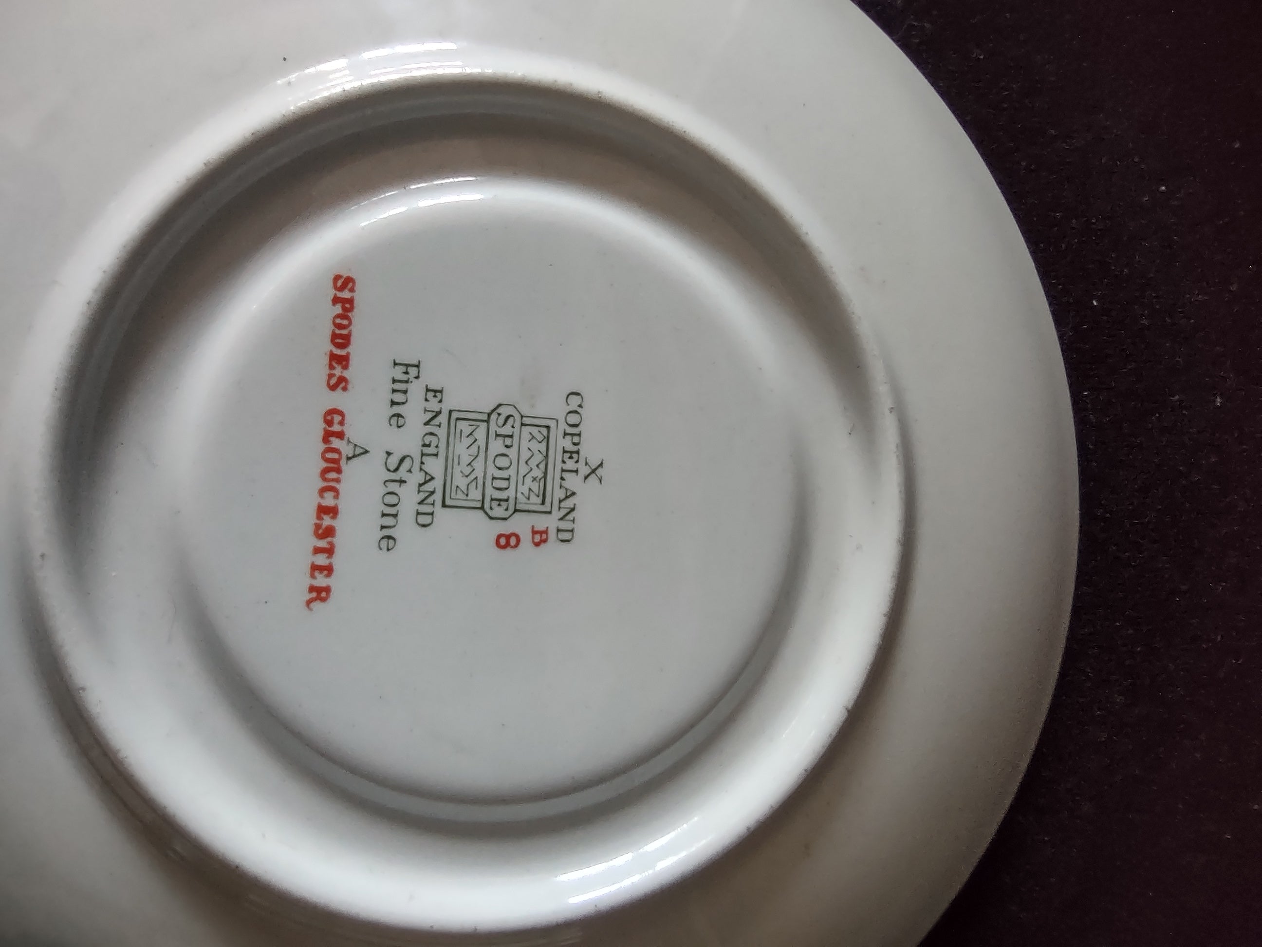 Vintage Spode Teacup Saucer Gloucester Red Fine Stone Countryside (Lot 5793)