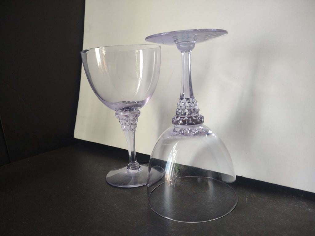 Set of 2 Tiffin Franciscan Twilight Blue Purple Violet 6-1/2" Goblets (lot 2719)