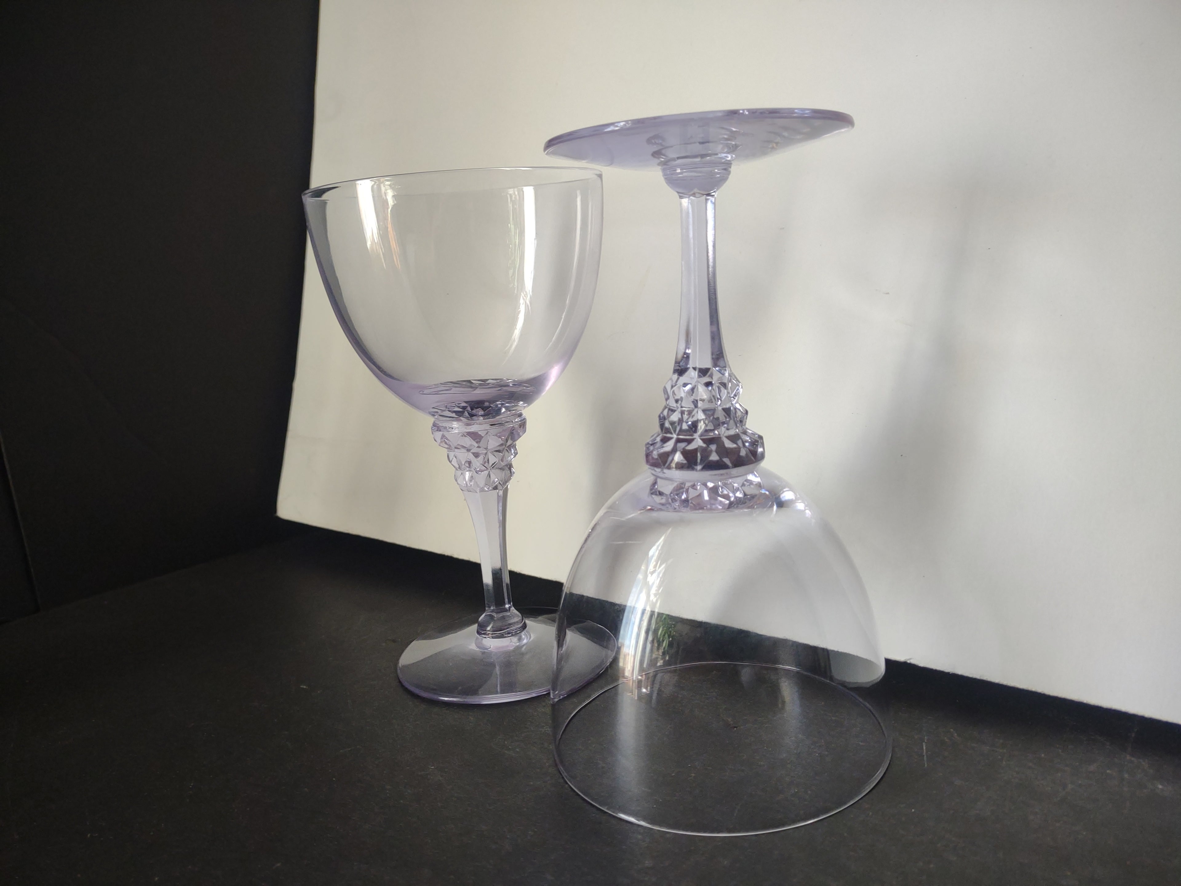 Set of 2 Tiffin Franciscan Twilight Blue Purple Violet 6-1/2" Goblets (lot 2719)