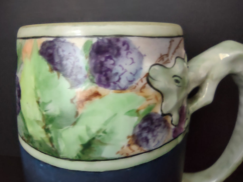 Lizard Handle Chalkboard Ceramic Blue Green Cup Mug