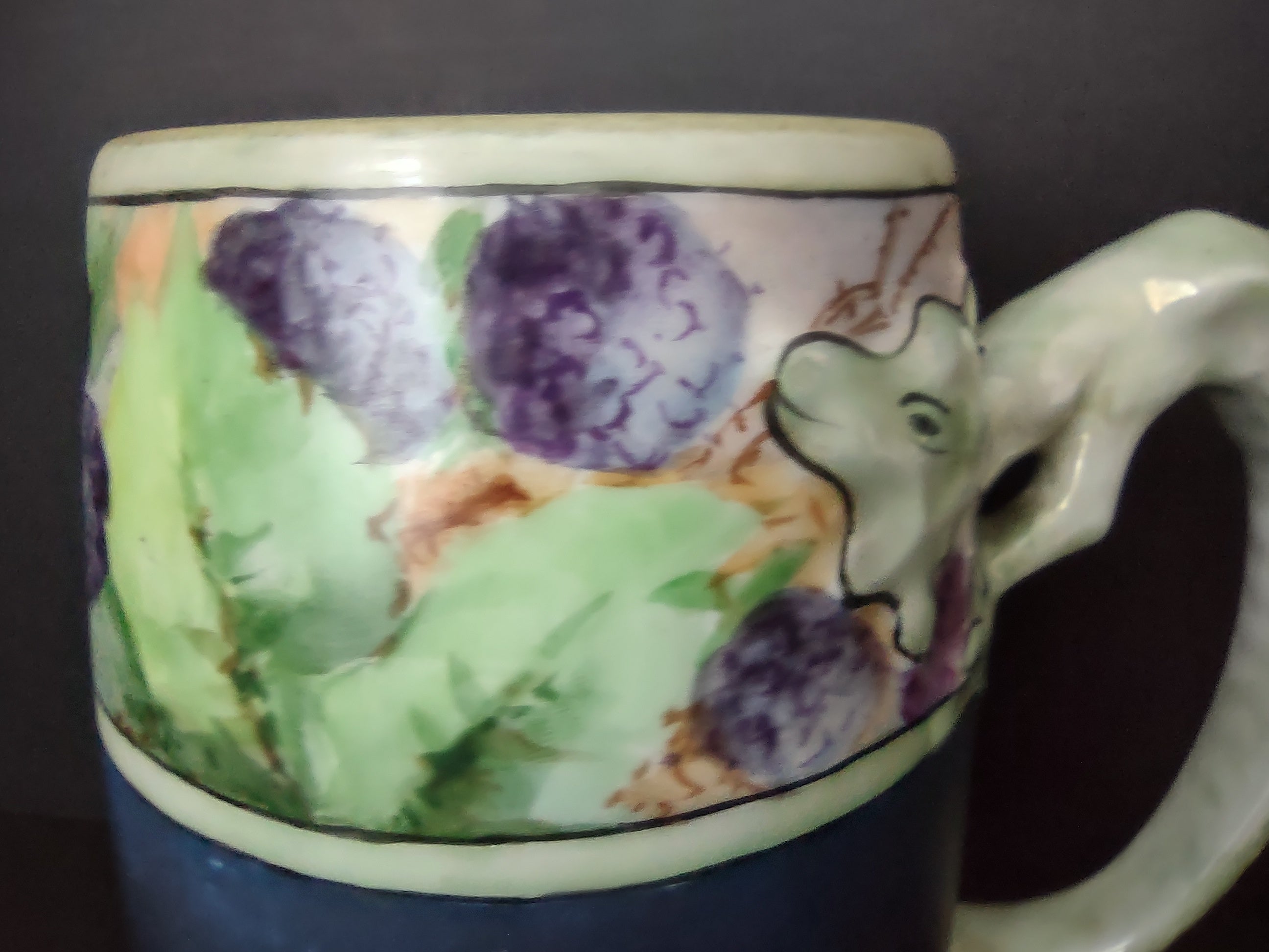 Lizard Handle Chalkboard Ceramic Blue Green Cup Mug