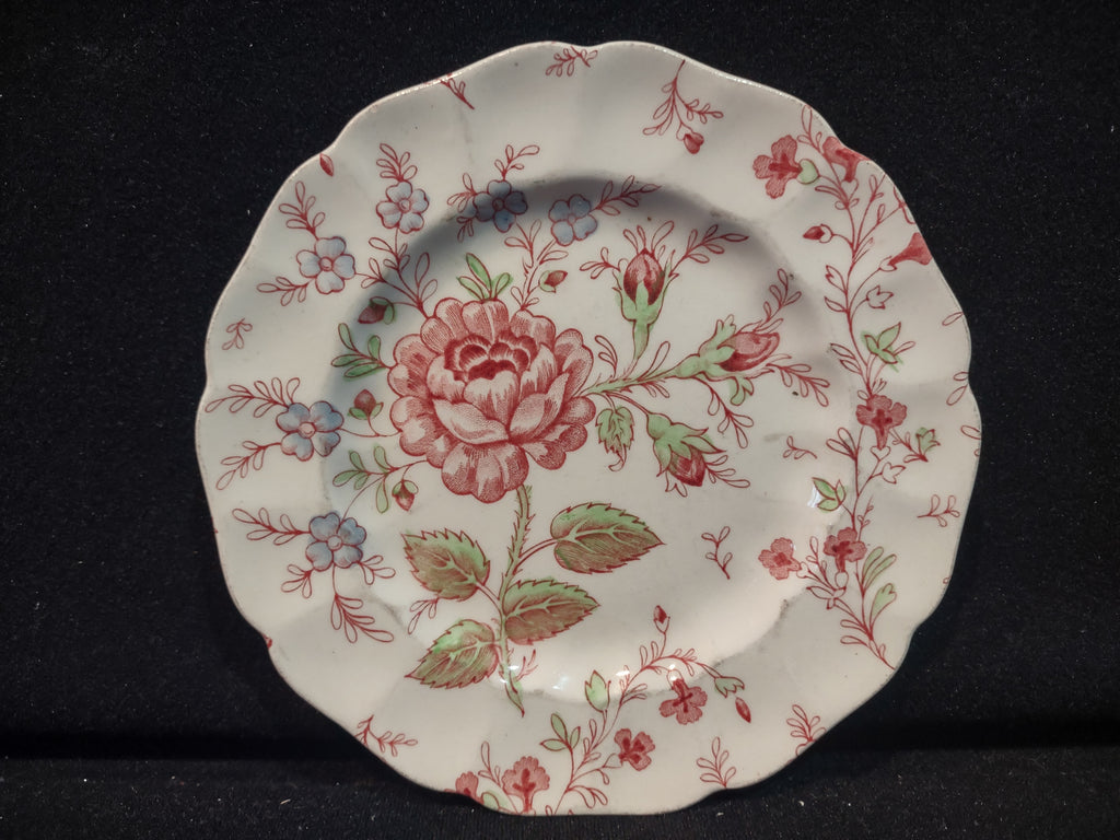 Vintage Small Bread Butter Plate Rose Chintz Johnson Bros Red Stamp (lot 5692)