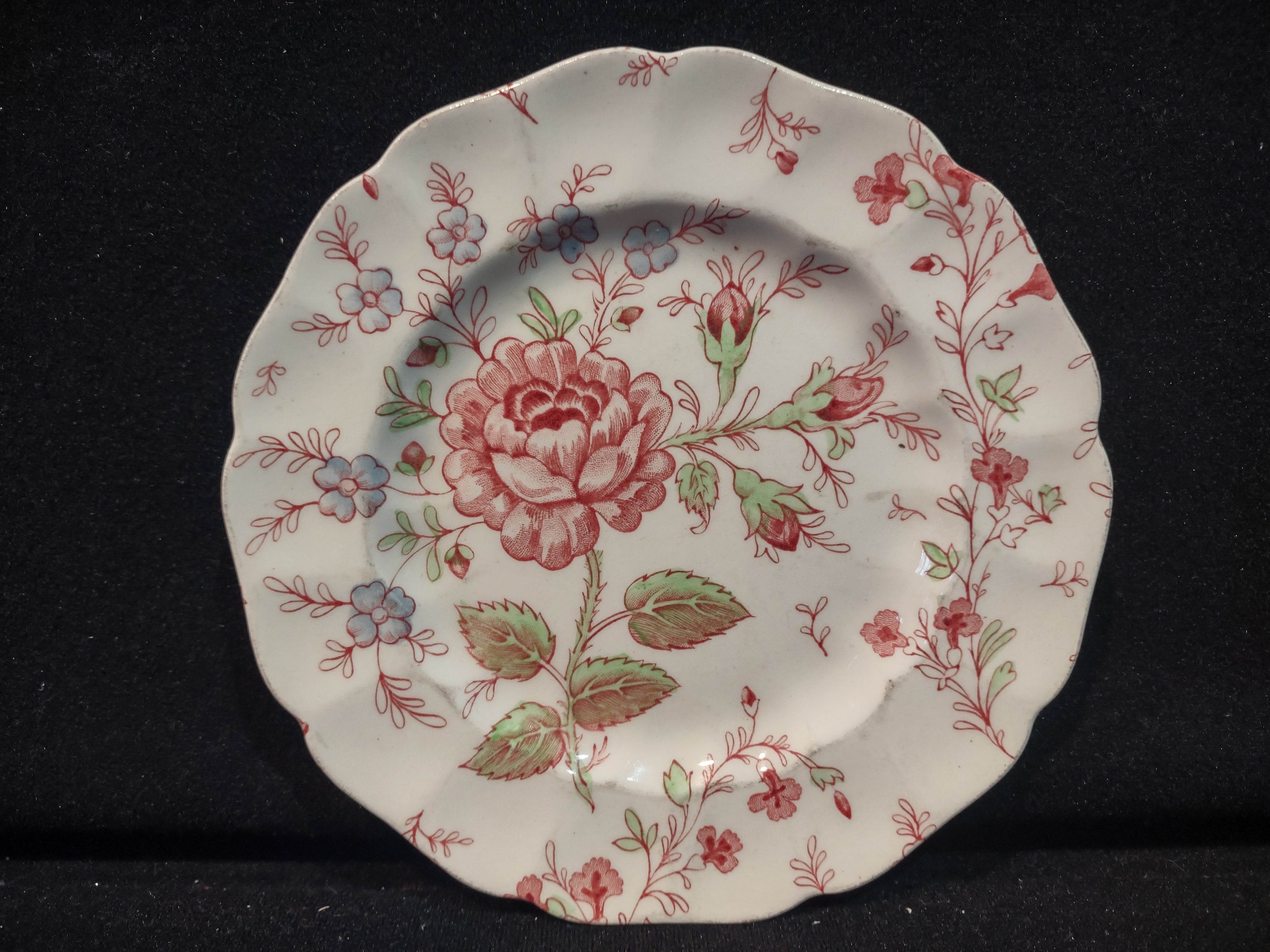 Vintage Small Bread Butter Plate Rose Chintz Johnson Bros Red Stamp (lot 5692)
