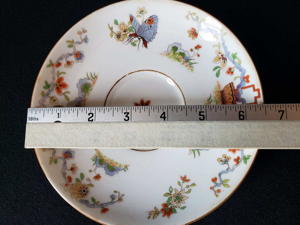 Vintage Royal Worcester Black Higgins Seiter Butterfly Tea Cup Saucer (lot 2120)