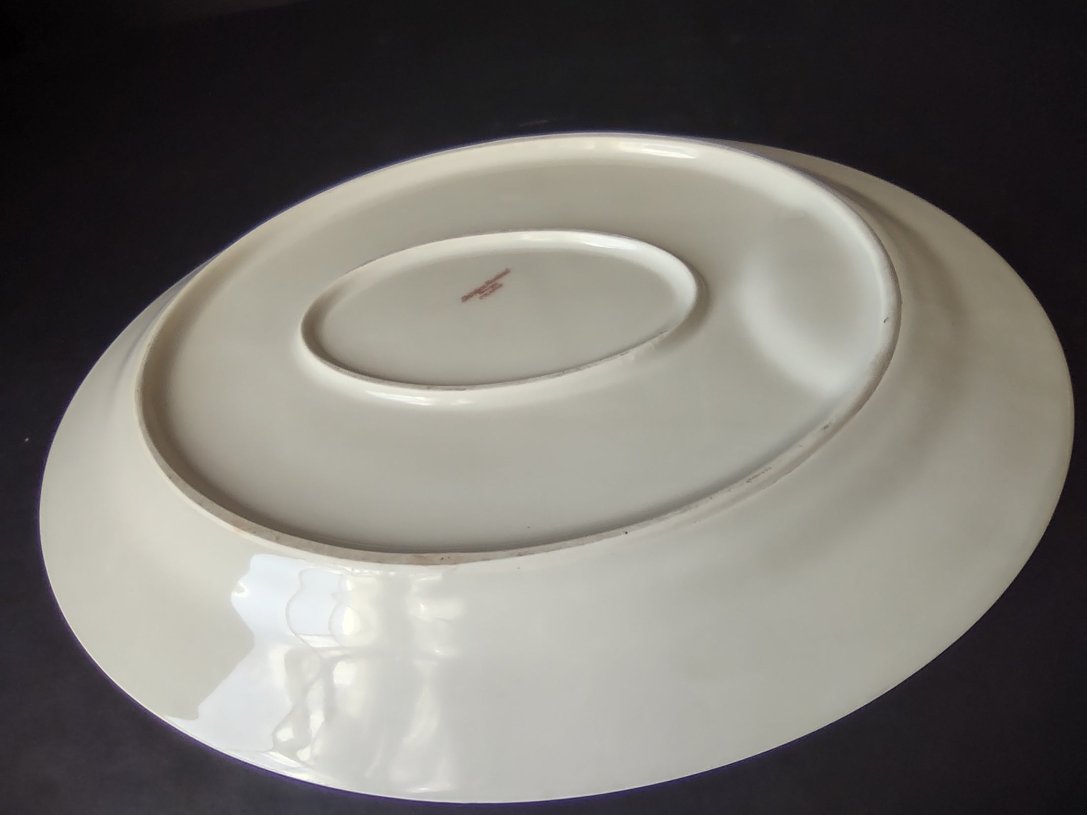 Haviland Limoges Serving Platter 15" Rose White Purple Flower Moss (lot 895)
