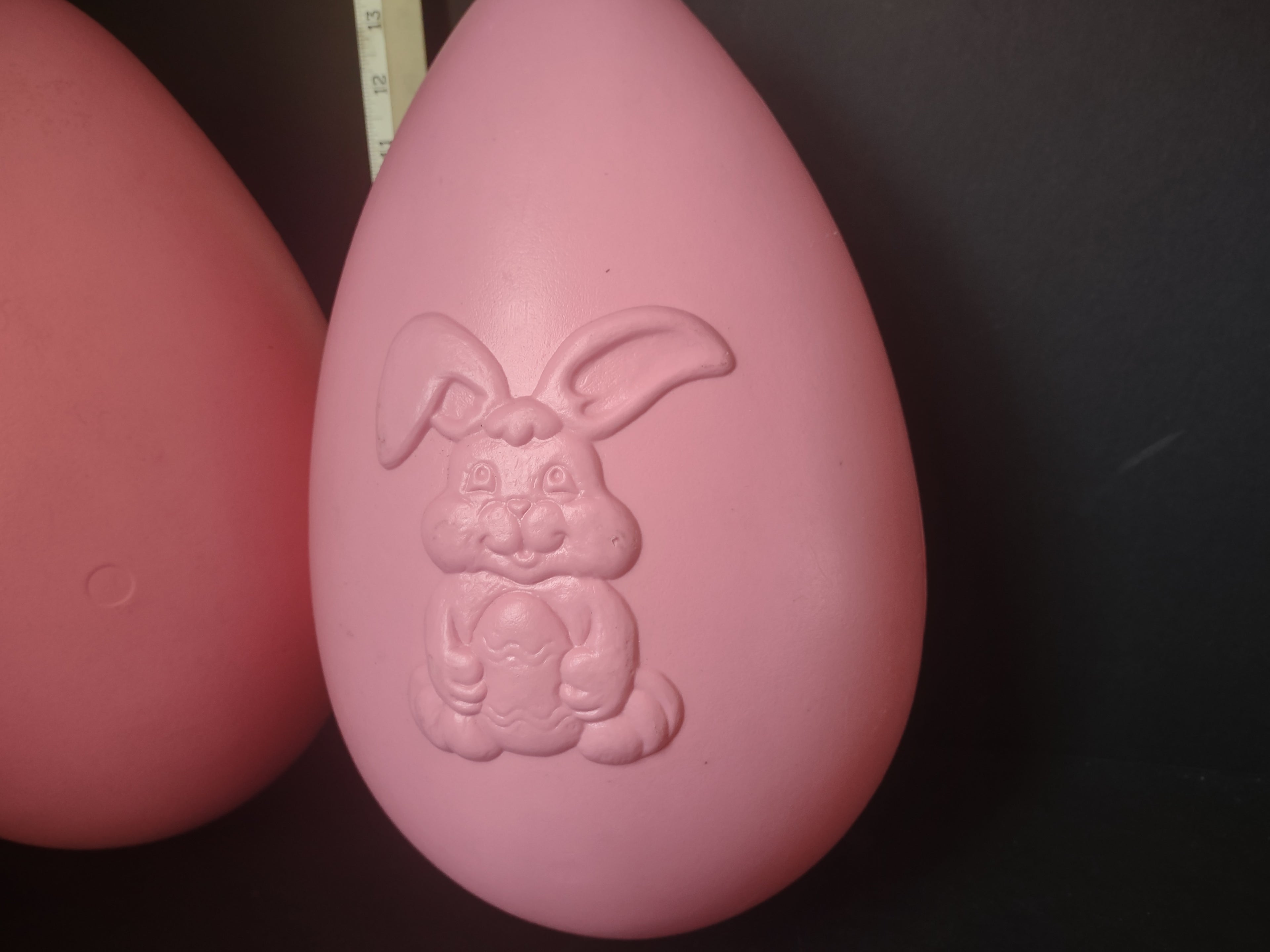 Vintage Blow Mold 2 x Easter Egg Pink 14"One has Embossed Bunny (lot 1475)