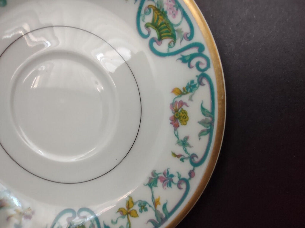 Haviland Limoges Blue Cream Yellow Flower Gold Trim Saucer (lot 728)