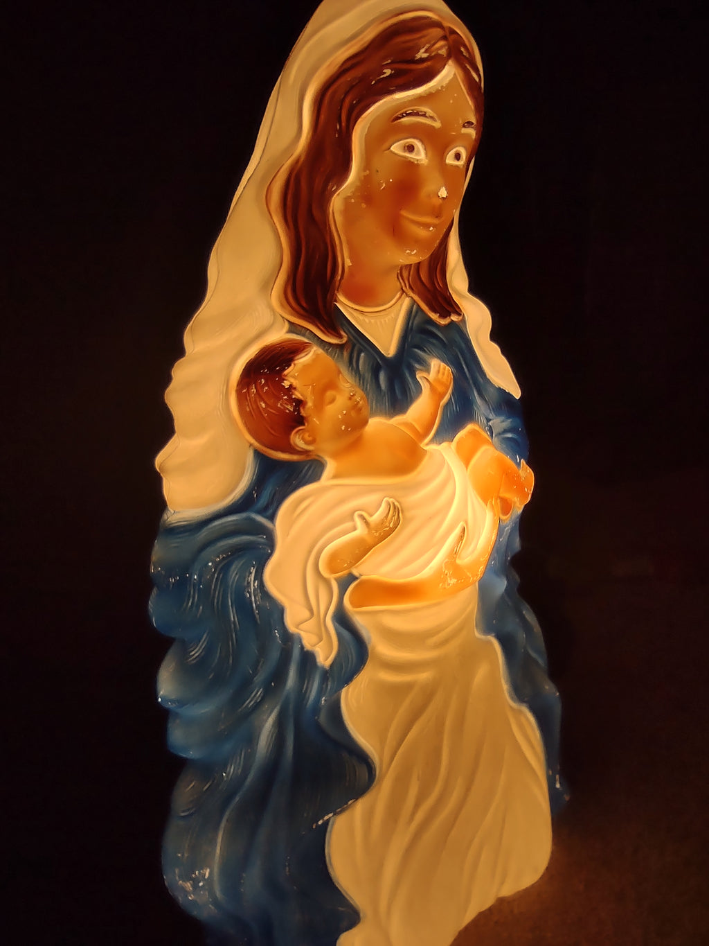 Vintage Christmas Nativity Mary Blow Mold Light Up 28"(lot 1311)