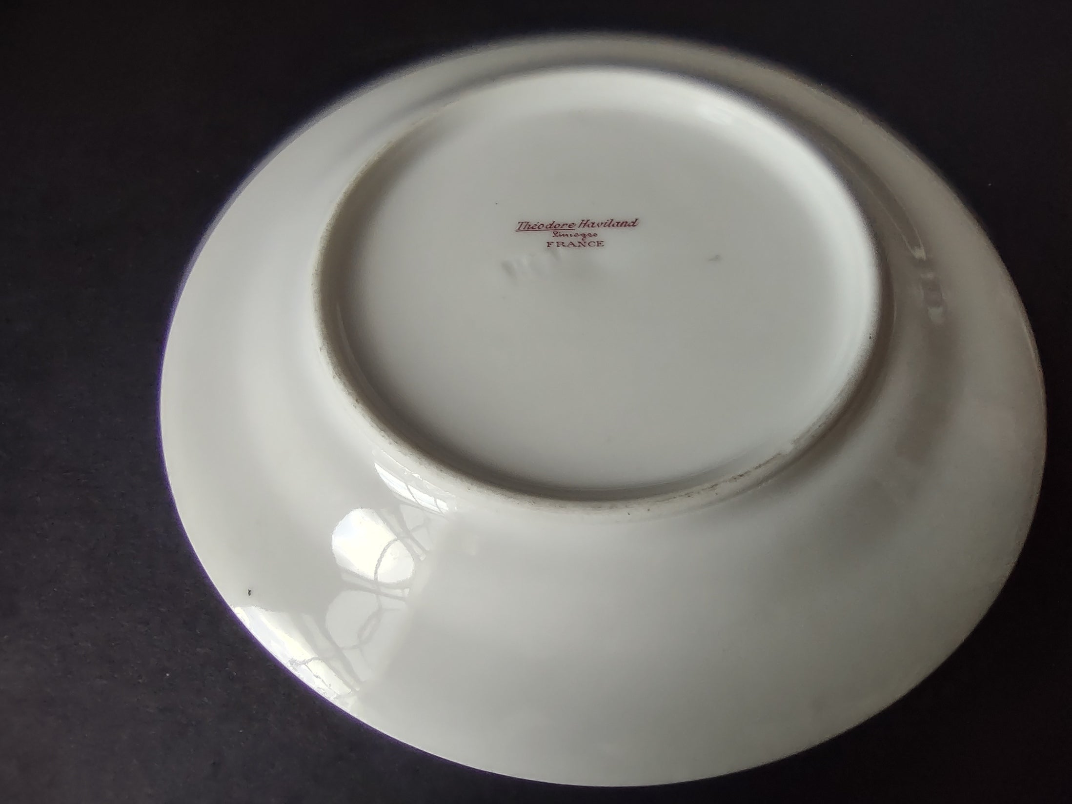 Haviland Limoges 2 x Bread Butter Plate Rose White Purple Flower Moss (lot 898)