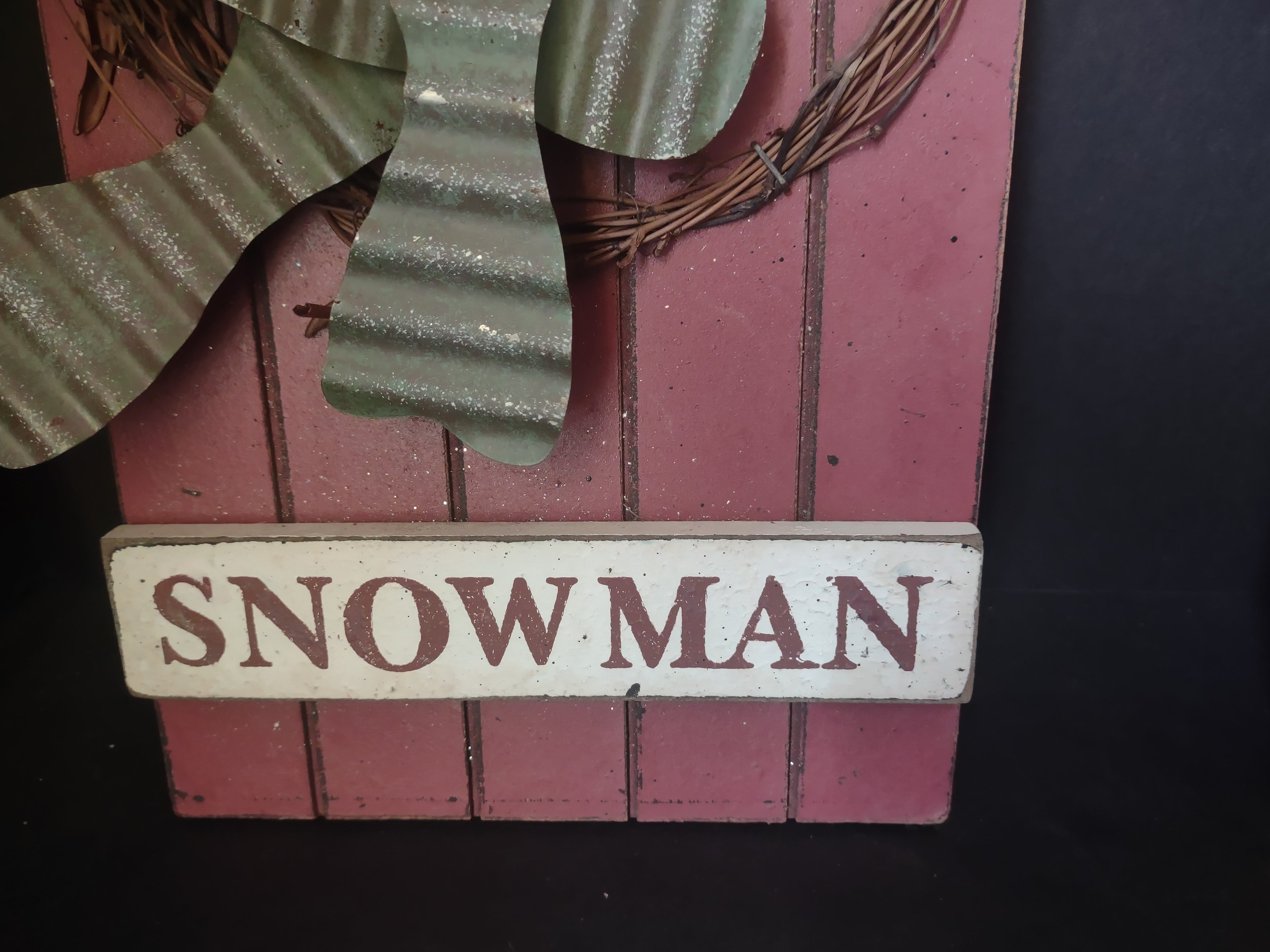 Set of 2 Christmas Welcome Snowman Signs Rustic Primitive (lot 1731)