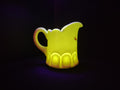Vaseline Glow Satin Milk Glass Light Up Mini Pitcher 3" (lot 2777)